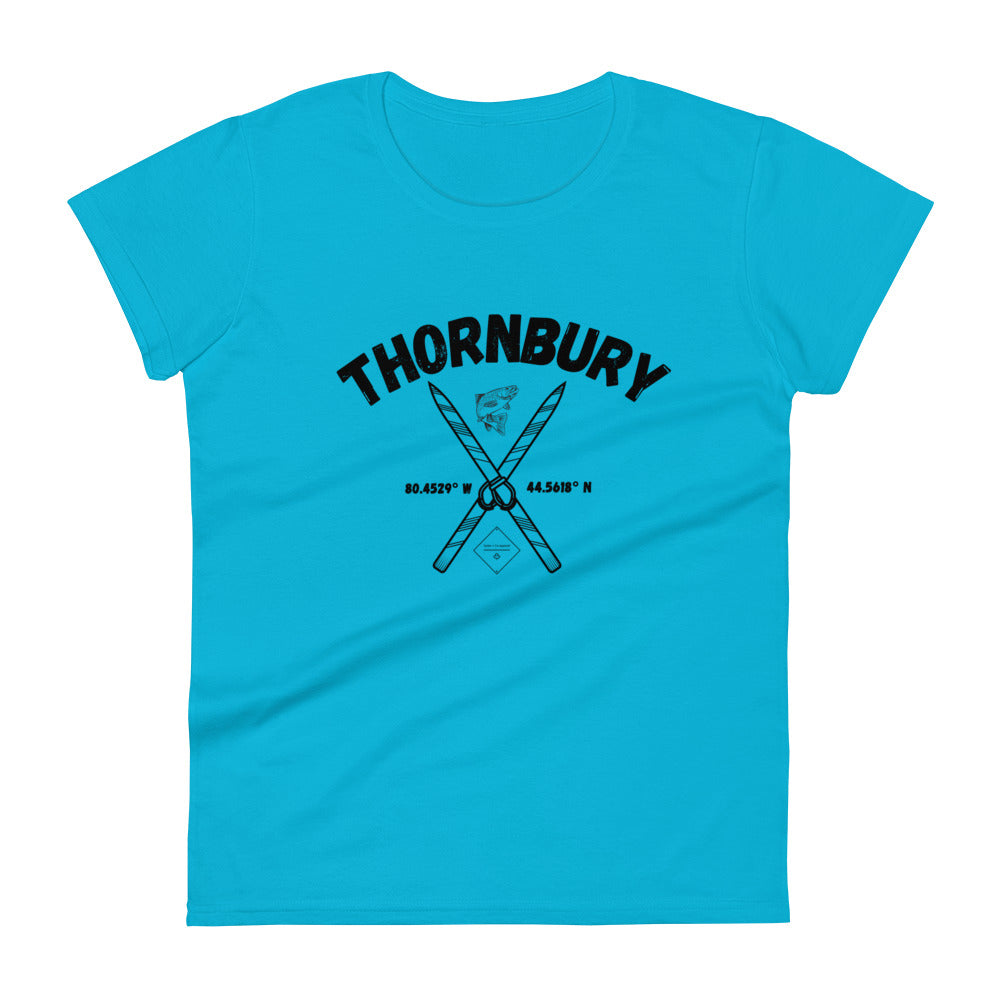 Women's Blue Mountain Tee – Caribbean Blue & White | Gyles & Co